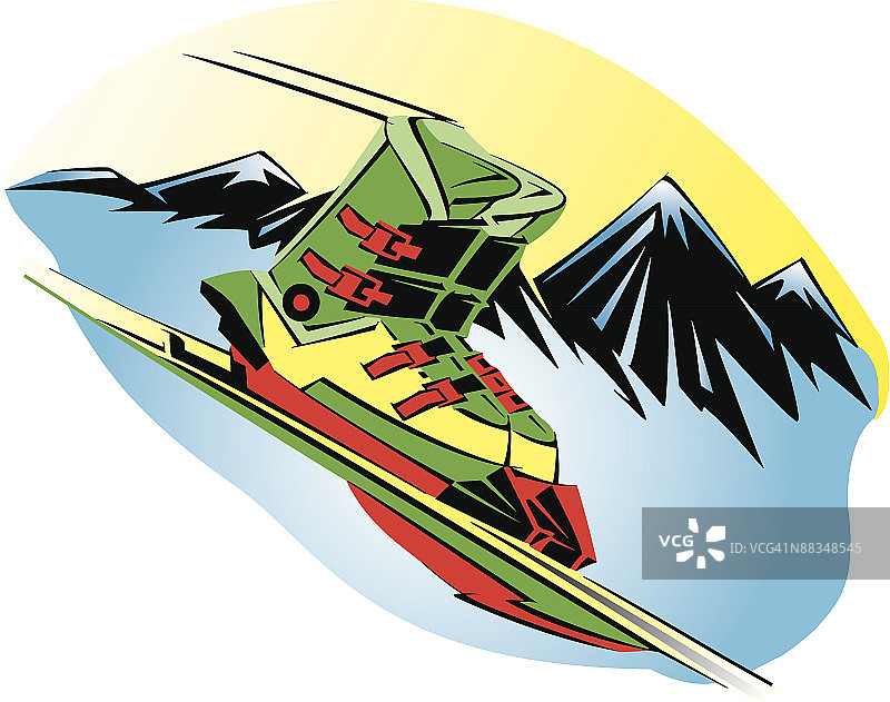 滑雪靴下山滑雪'分组元素'颜色' Illustrator Ver. 5 '顶级品质滑雪齿轮'加速下山图片素材