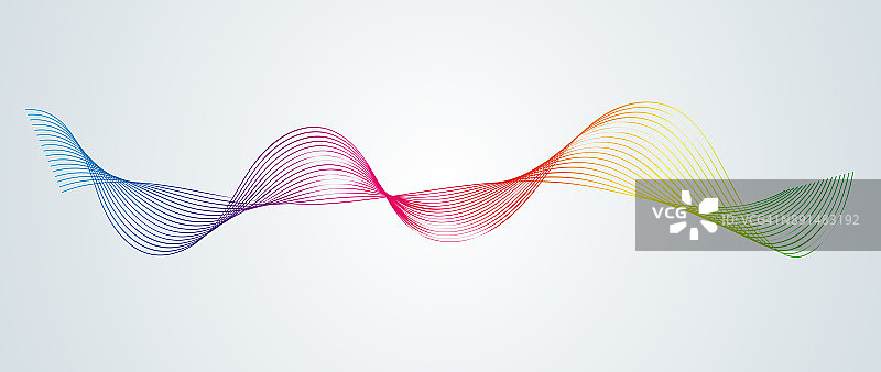 抽象平滑曲线设计元素以波浪形式的线的技术背景数字均衡器风格化平滑流动的彩虹波浪条纹由混合矢量图片素材