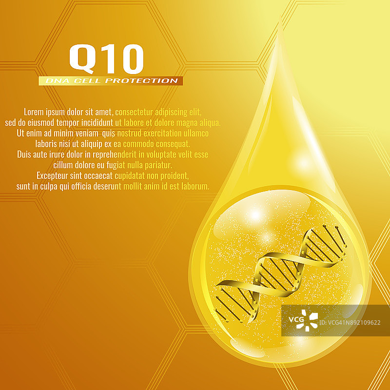 胶原蛋白的解决方案。辅酶Q10。图片素材