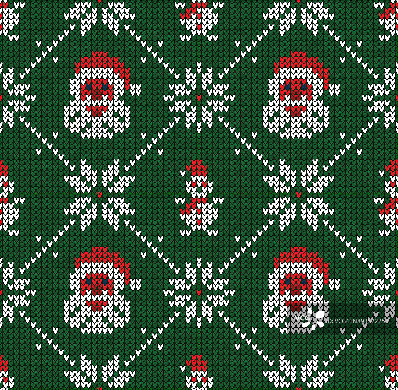 冬季圣诞编织无缝抽象背景圣诞老人、雪花、雪人图片素材