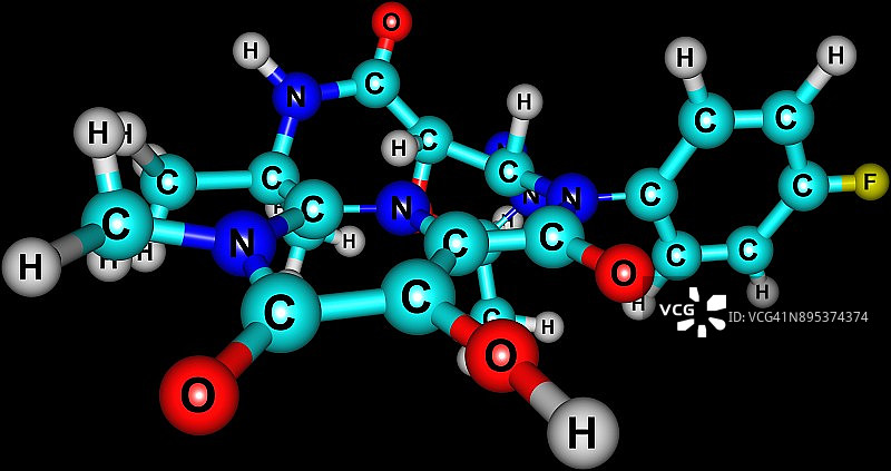 雷特格拉韦分子结构孤立在黑色上图片素材