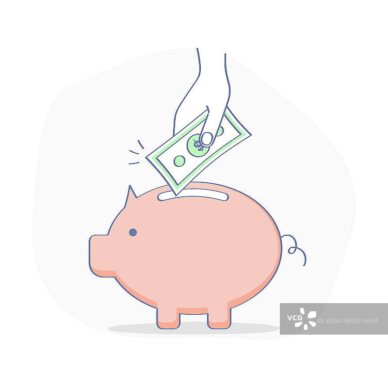 储蓄，猪图标，金钱储蓄-矢量插图图片素材