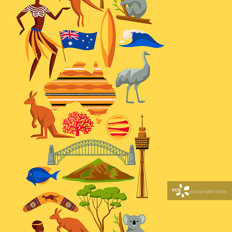澳大利亚无缝模式。澳大利亚传统符号和物品图片素材