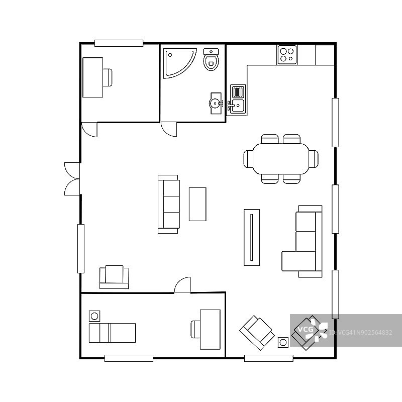 建筑规划与家具。房子的平面图,图片素材