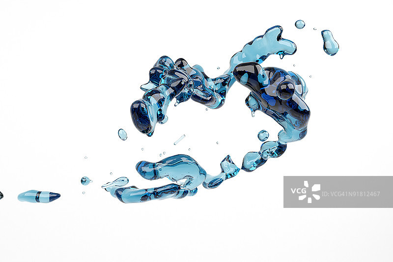 抽象的水飞溅和泡沫液体图片素材