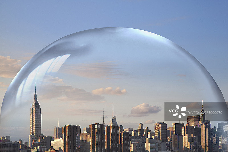 纽约市在水泡泡里。图片素材
