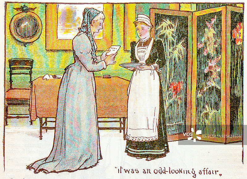 古玩儿童图书插图:女人和女保洁员图片素材