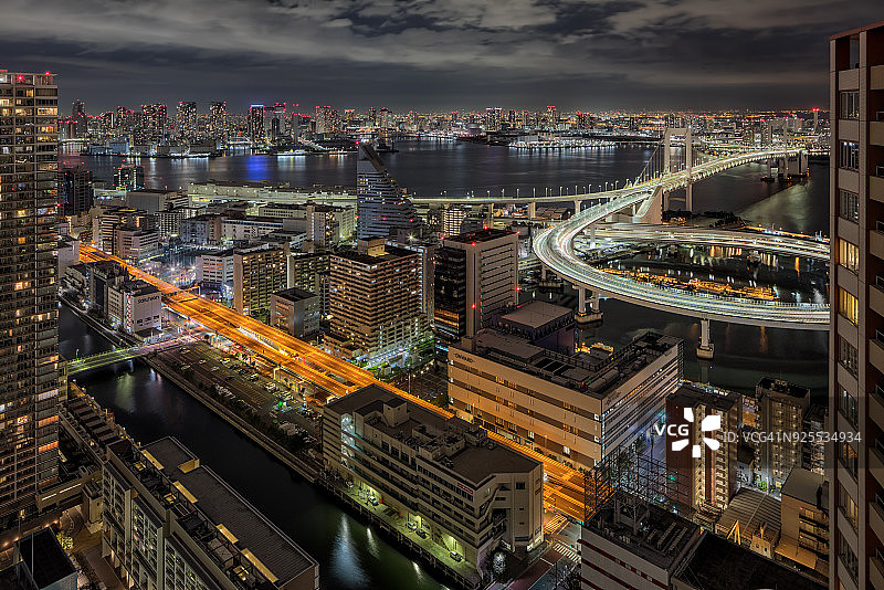 东京彩虹桥夜景图片素材