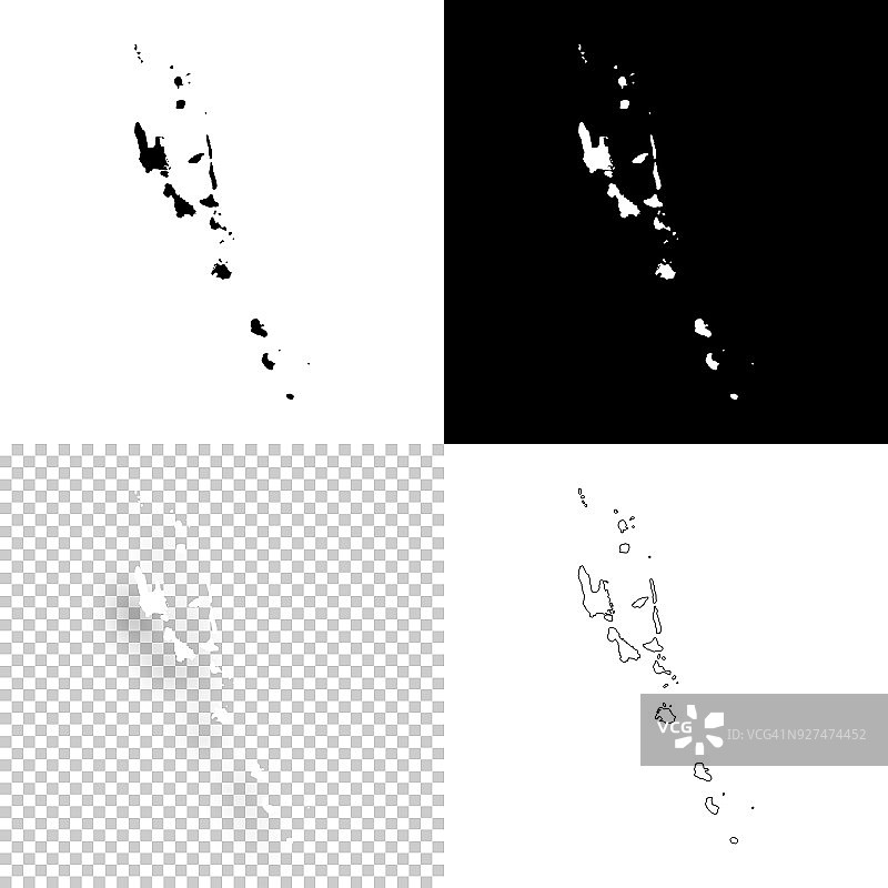 瓦努阿图地图设计-空白，白色和黑色背景图片素材