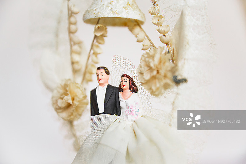 复古婚礼礼帽新娘和新郎图片素材