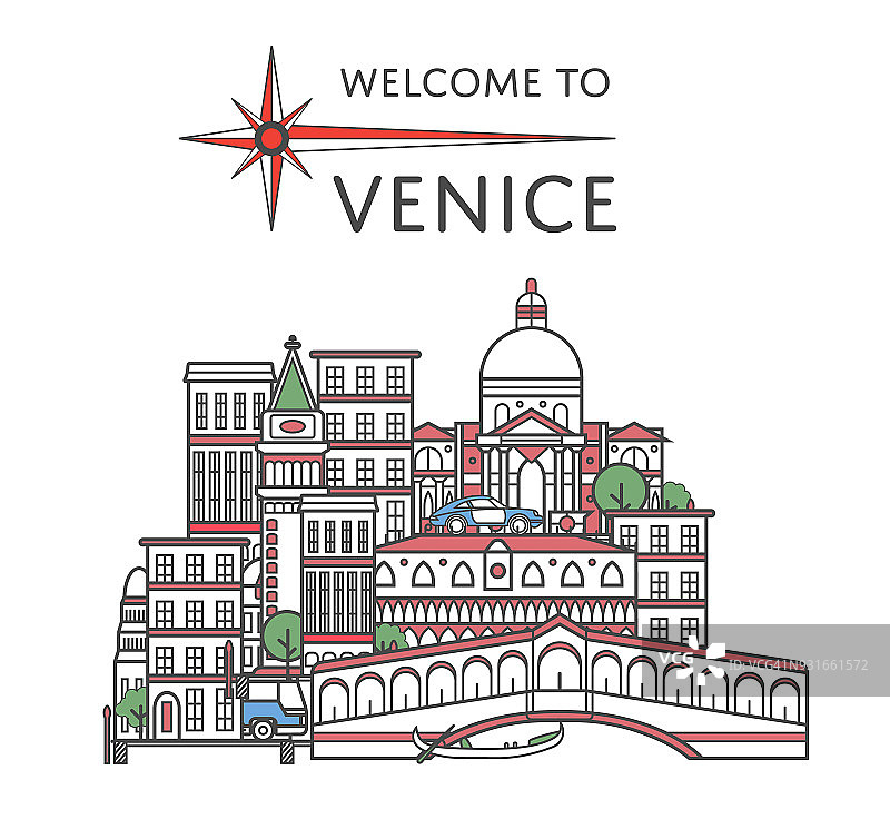 欢迎来到线性风格的威尼斯海报图片素材