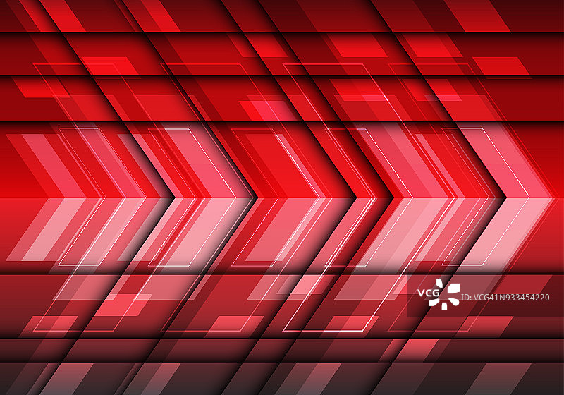 抽象红色光速度金属箭头三维设计现代未来主义背景矢量。图片素材