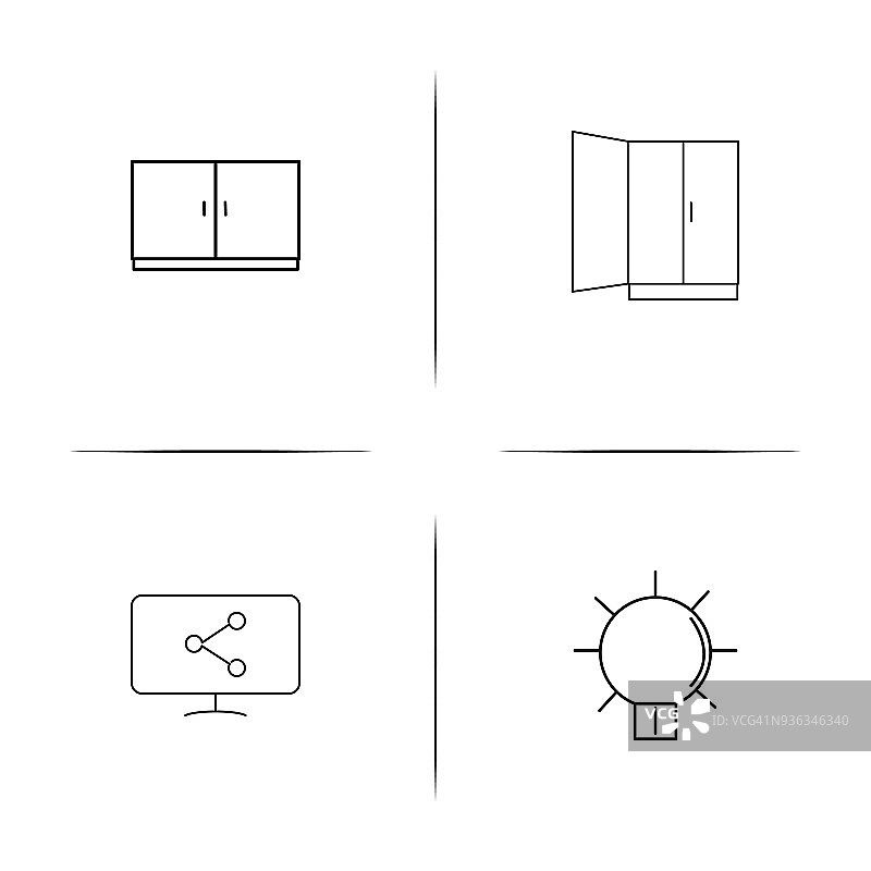 家具简单线性图标设置。简单的轮廓图标图片素材