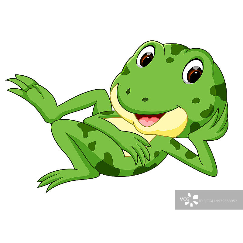 绿色的青蛙笑得很开心图片素材