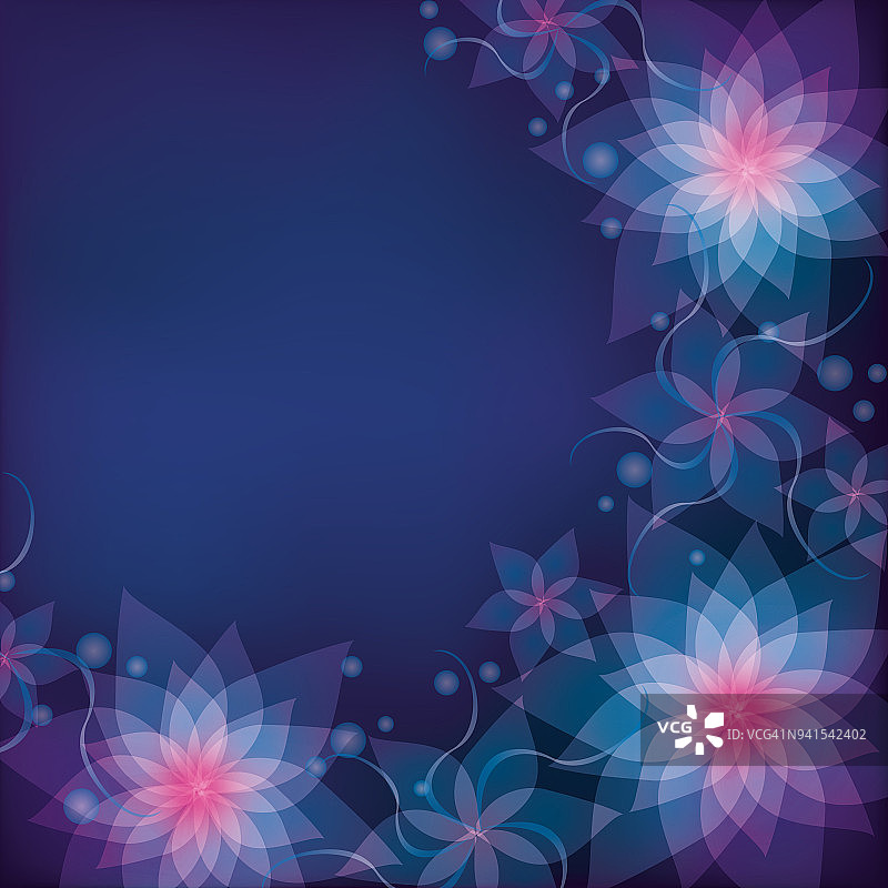 抽象蓝紫色花背景与花百合图片素材