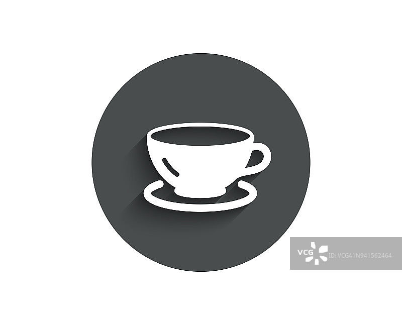 简单的茶杯图标。咖啡喝的迹象。图片素材