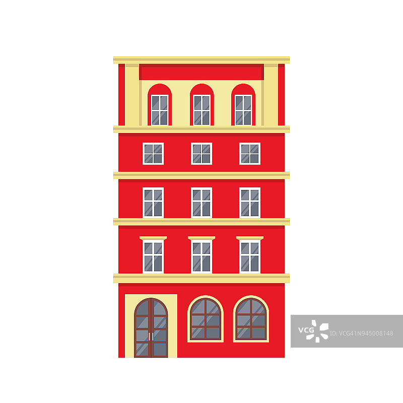 红色欧式古典建筑立面。图片素材