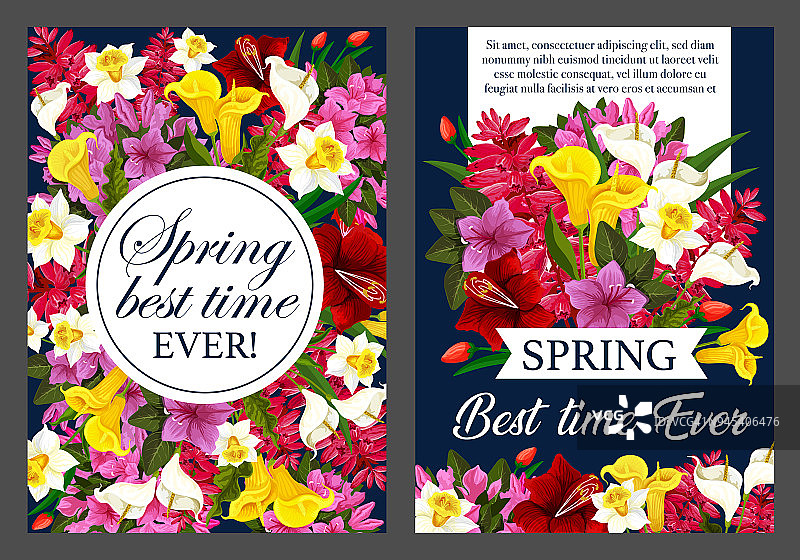春天节日的春花花束横幅图片素材