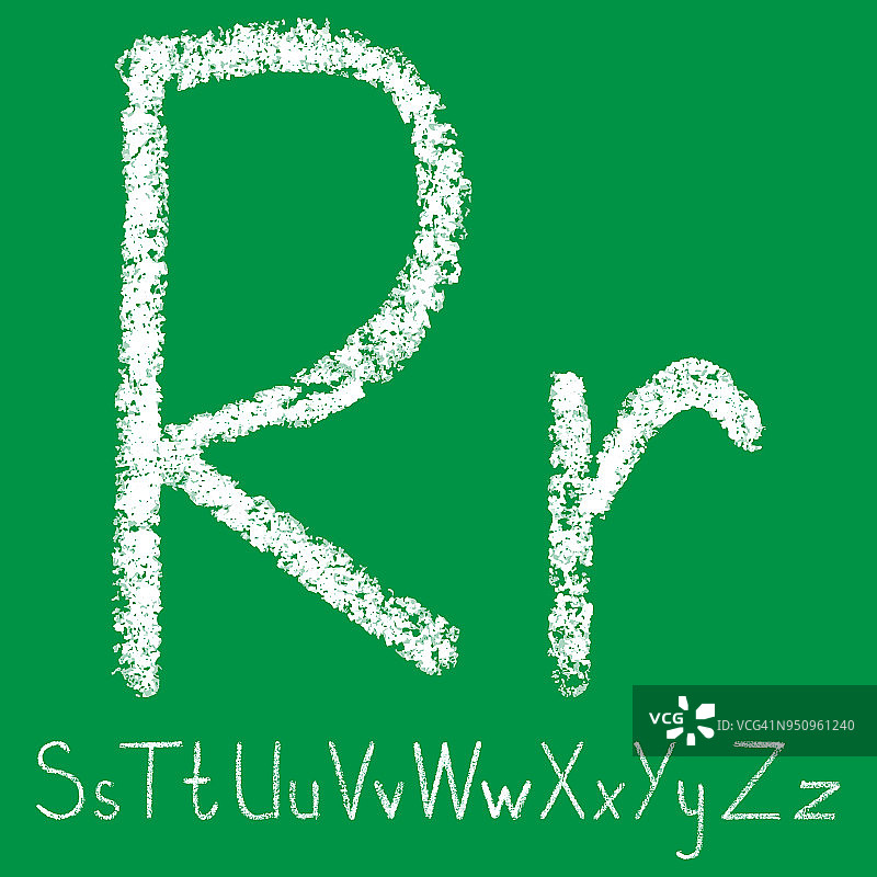 手写白色粉笔字母与透明层上的绿色背景图片素材