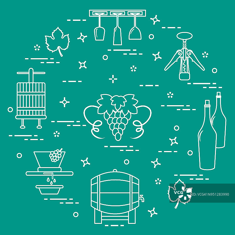 酿酒:葡萄酒的生产和储存。饮酒文化。图片素材
