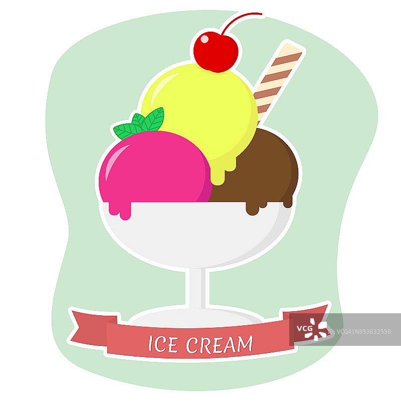 冰淇淋笑脸在一个卡通风格的盘子图片素材