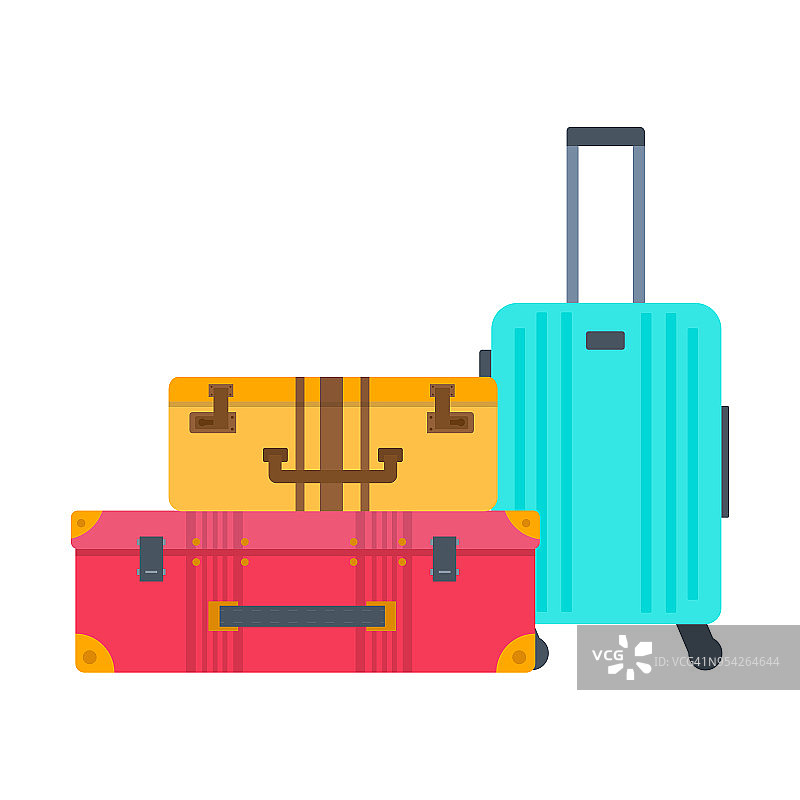 不同类型的行李，行李箱，行李箱隔离在白色图片素材