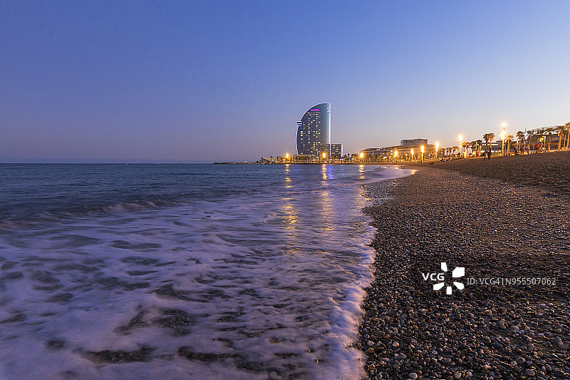 La Barceloneta 海滩，巴塞罗那，西班牙图片素材