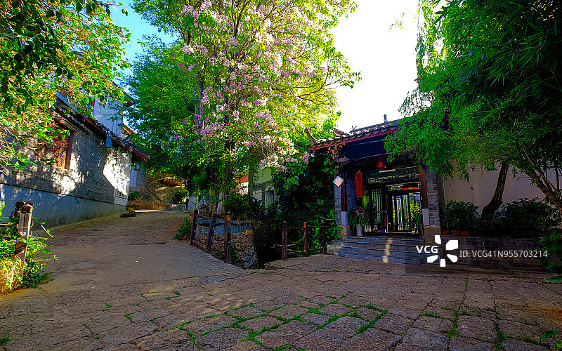 丽江古城的街道。云南,中国图片素材