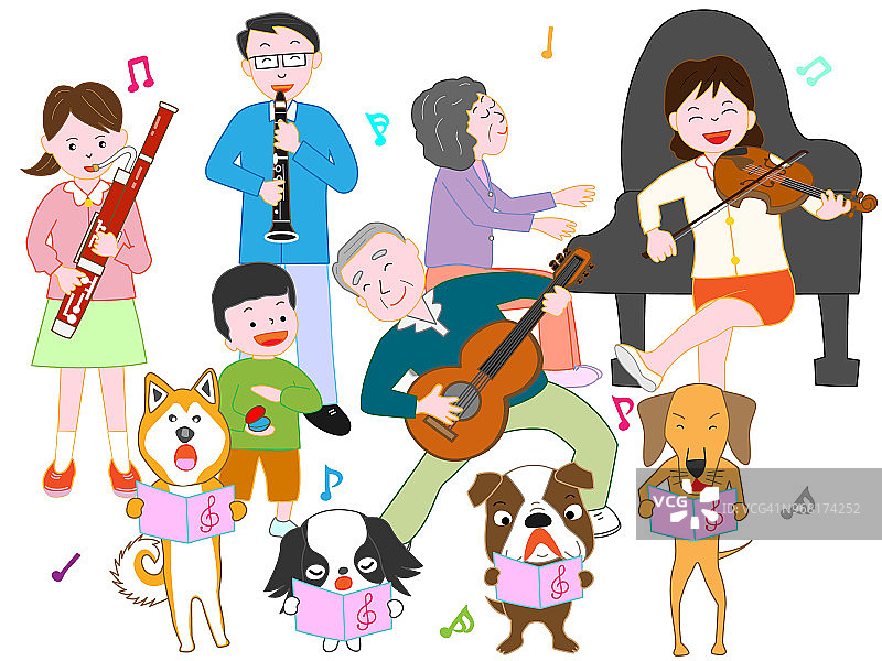 音乐宠物的家庭图片素材