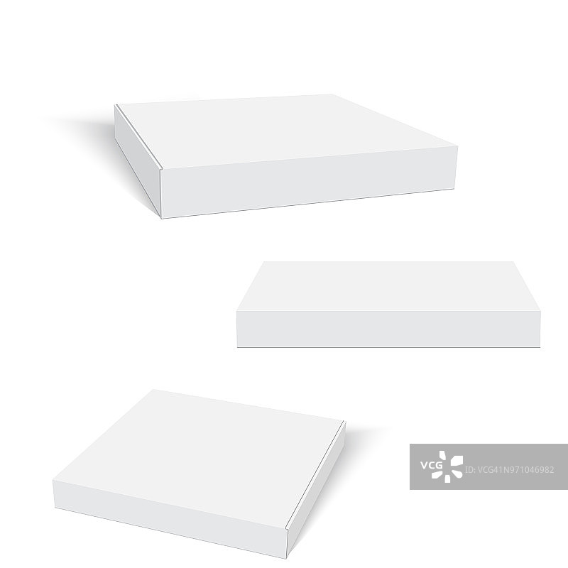 白色披萨盒包装模板。矢量图图片素材