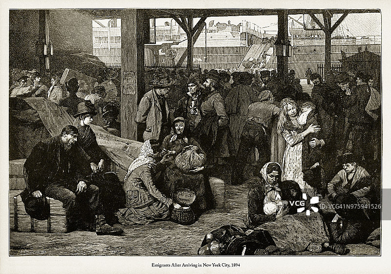 移民抵达纽约后(1894年图片素材