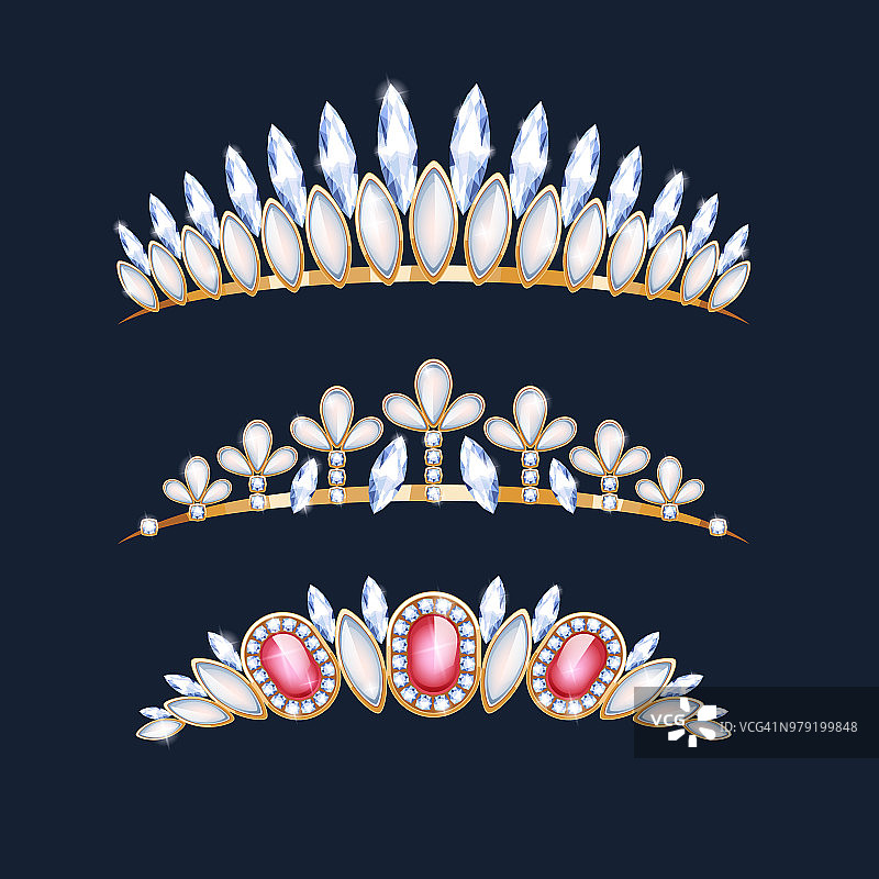 头饰冠。有钻石和宝石的婚礼王冠图片素材