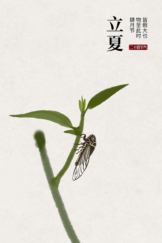 立夏二十四节气中国风插画图片