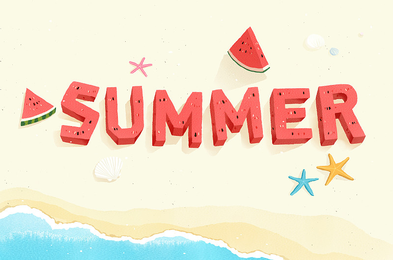 夏天，水彩画，西瓜，事件图片素材