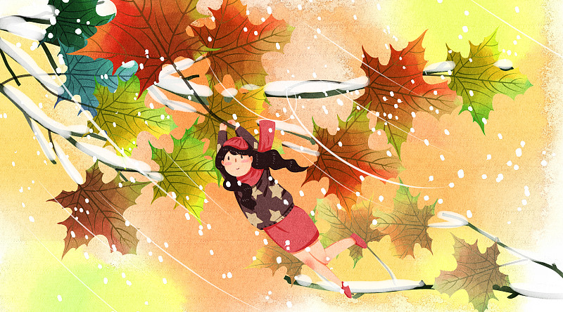 红帽小小女孩的生活二十四节气系列之大雪图片素材