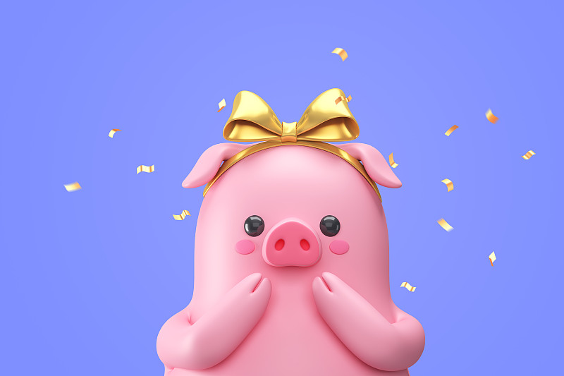 3D金猪人物，2019猪年卡通设计。019图片下载