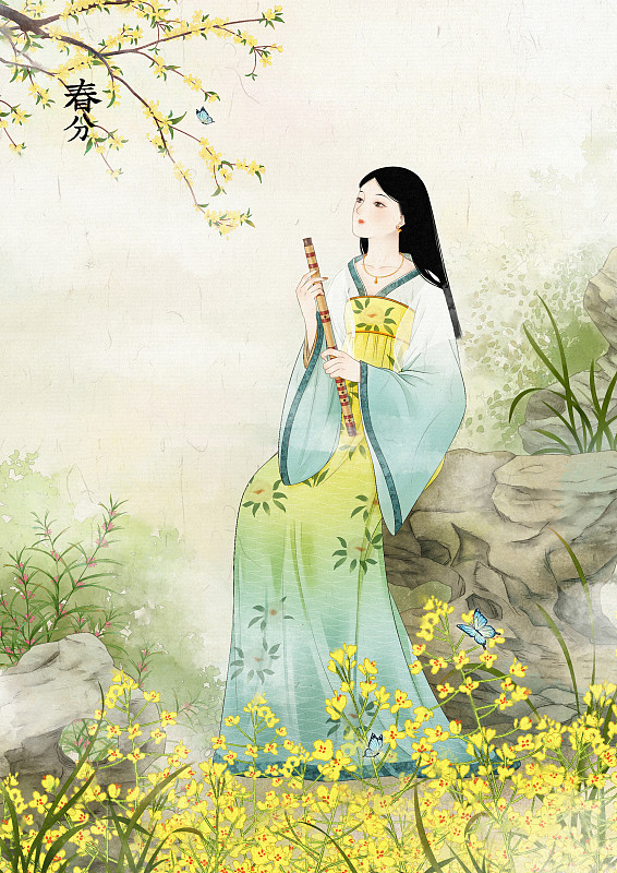 壁纸中国风插画二十四节气春分文字版本下载