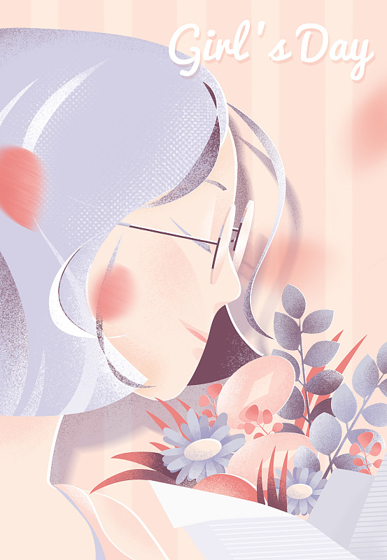 粉色温馨女生节女性节日插画海报下载