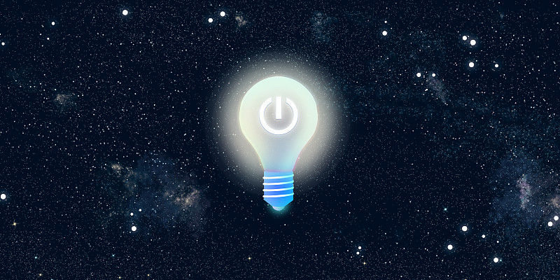 地球一小时，一个通电后发光的电灯泡悬浮在空中插画背景元素下载