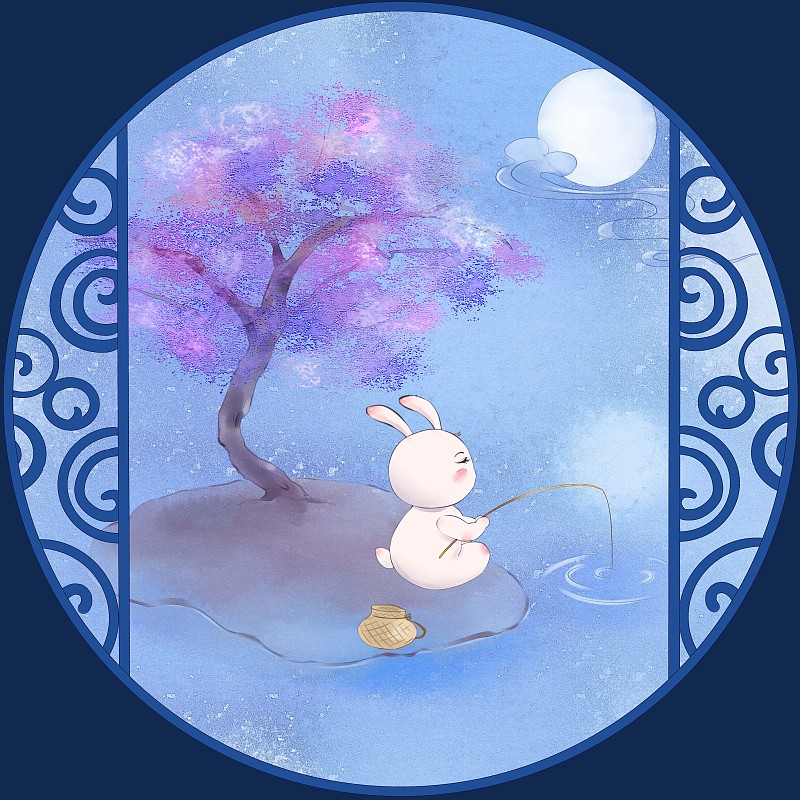 兔兔的月亮生活系列-垂钓图片下载