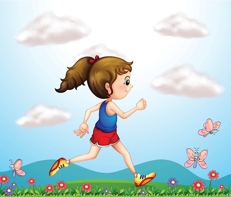 跑步漫画 女孩图片