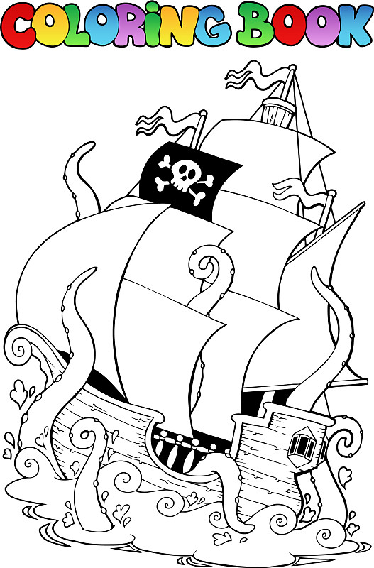 简笔画真正的海盗船图片