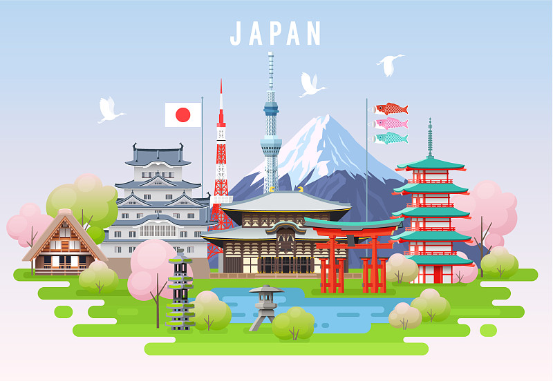 日本春季旅游信息图表图片下载
