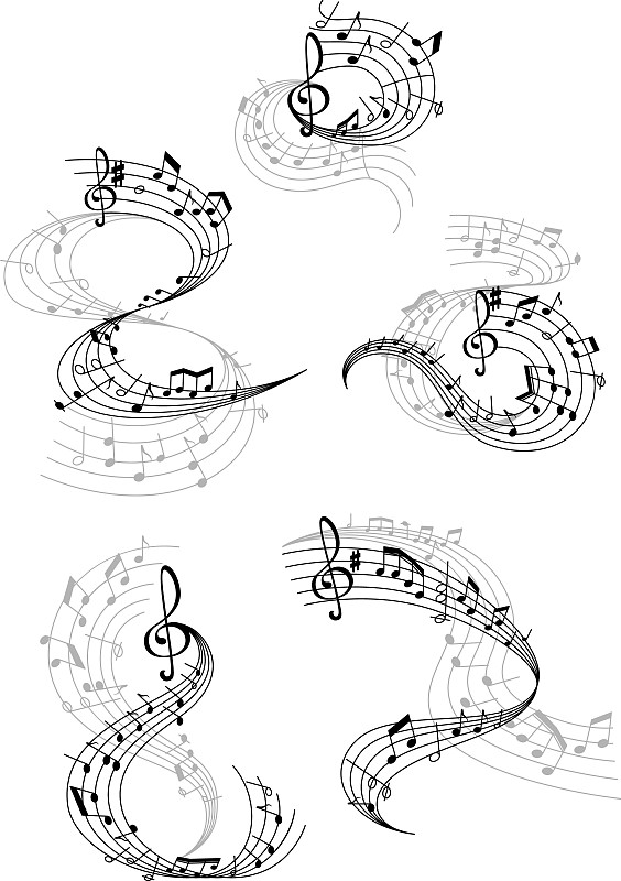 音乐音符五线谱波浪图片