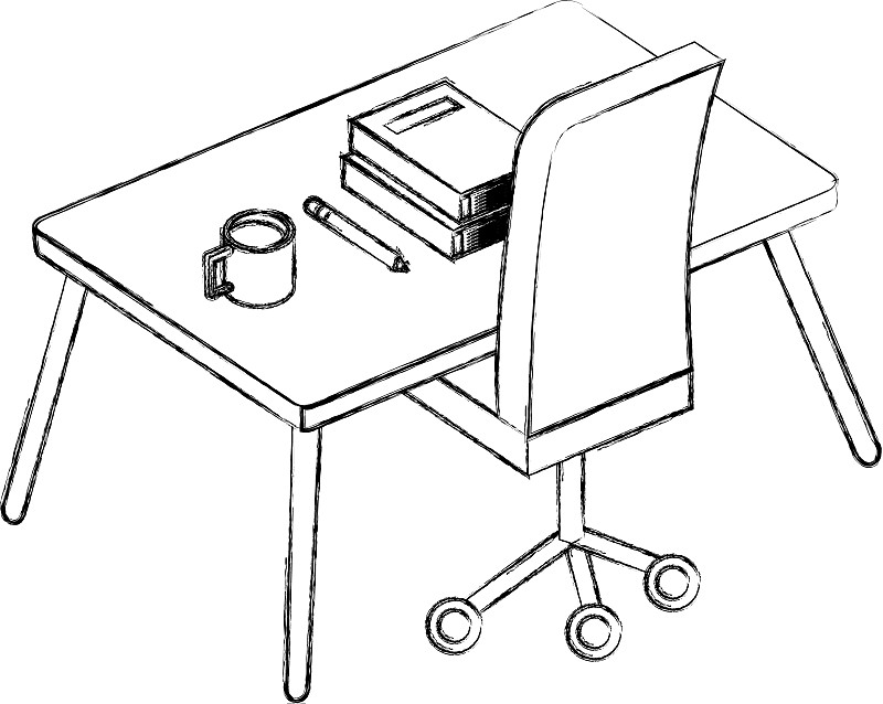书桌和椅子的简笔画图片