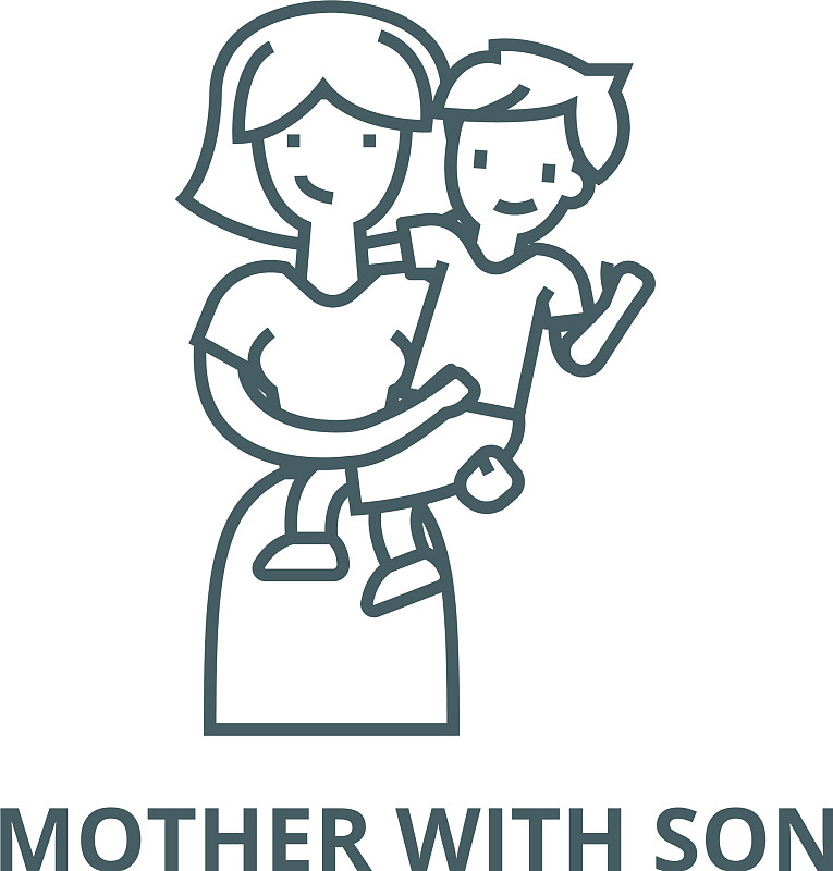 母亲与儿子与孩子线图标图片