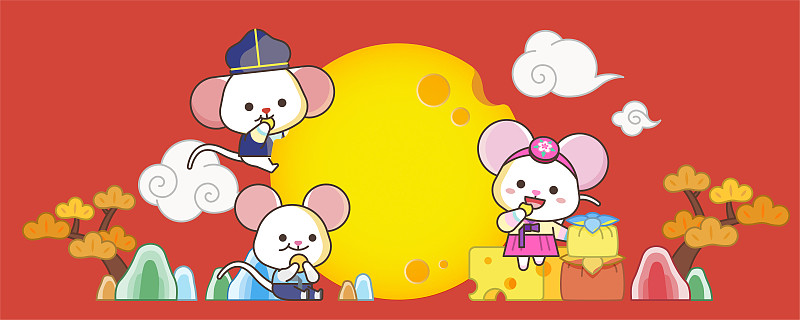 老鼠是2020年新年的象征。概念假日横幅，卡片模板插图。012图片下载