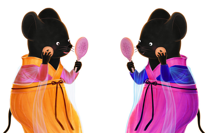 小老鼠动物拟人 护肤品化妆版图片素材