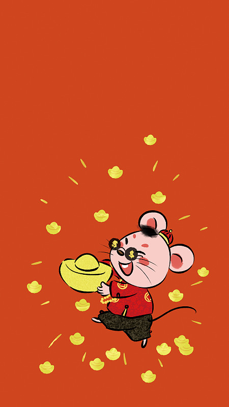 中国风鼠年国潮红包壁纸系列-恭喜发财图片下载