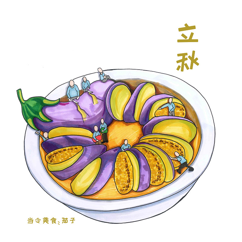 二十四节气美食插画——立秋图片